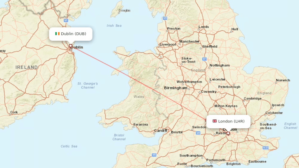 Compare direct flights to the biggest airports in Ireland