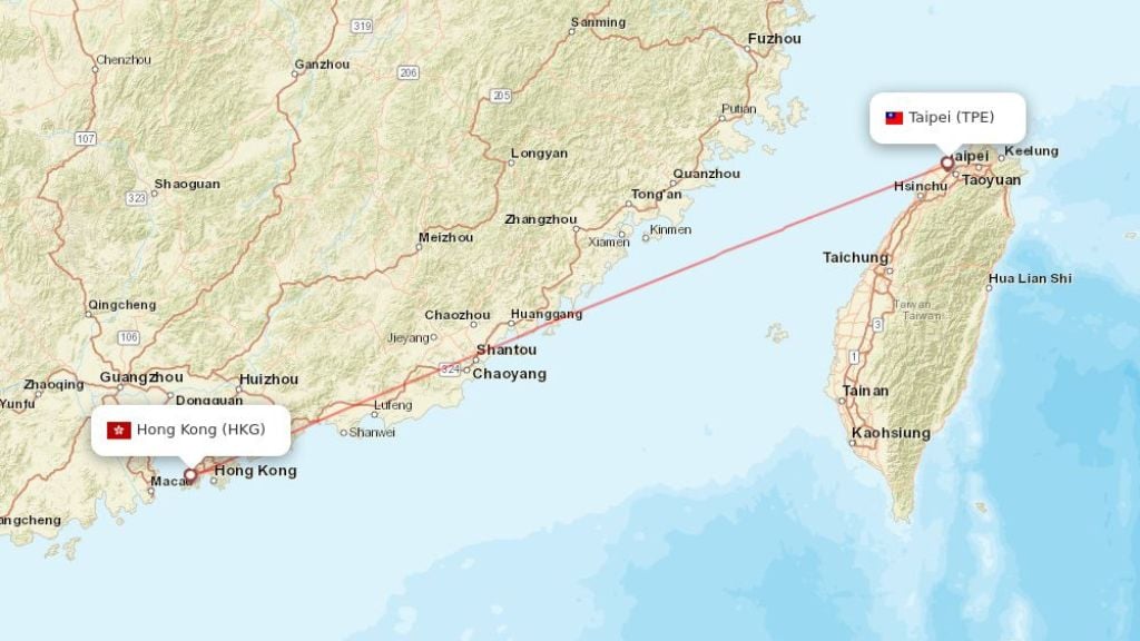 direct flights from hong kong to taiwan taipei
